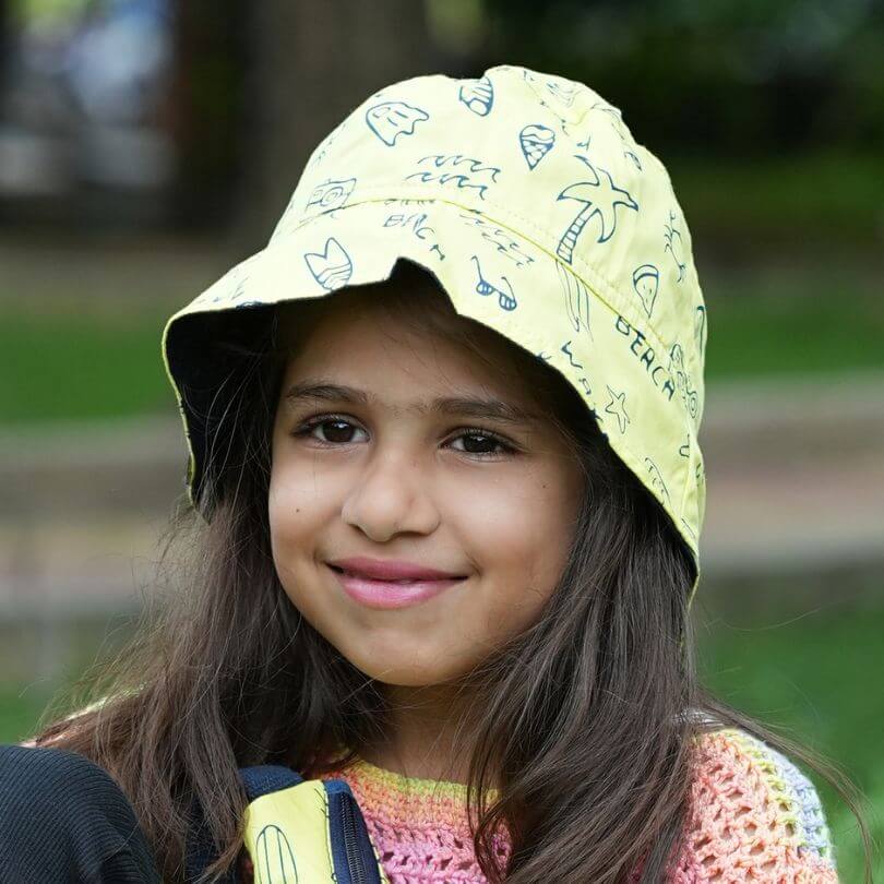 Bucket Hat – Kids Yellow Beach Print Bucket Hat