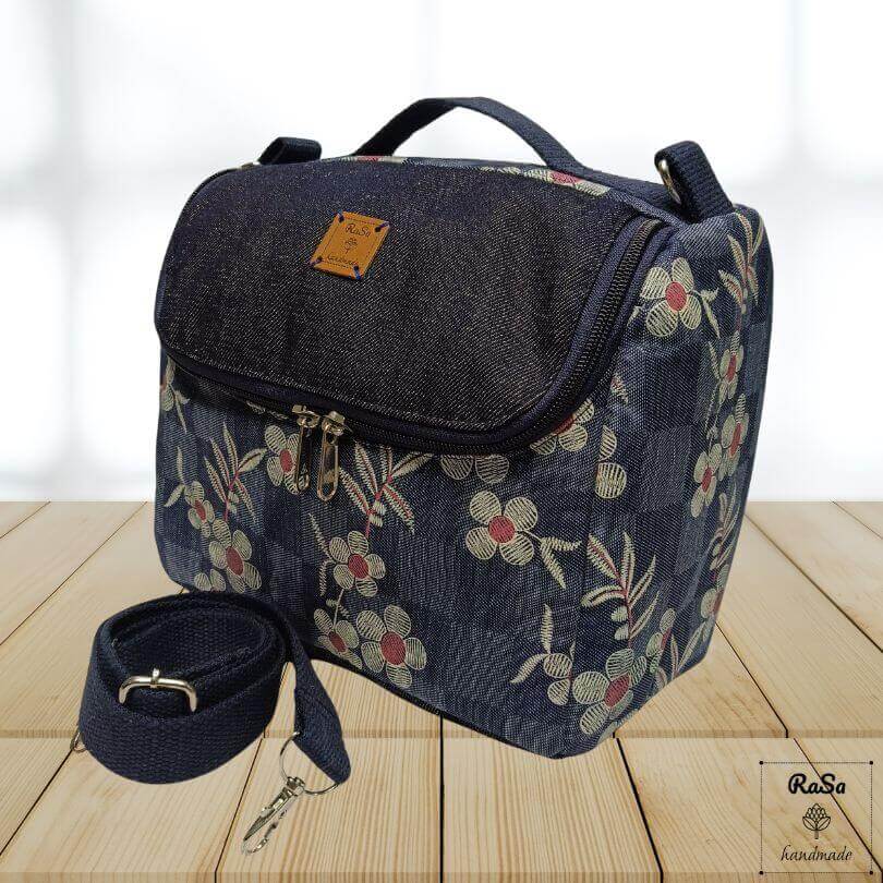 Lunch Bag For Kids And Adults In Denim Floral Print