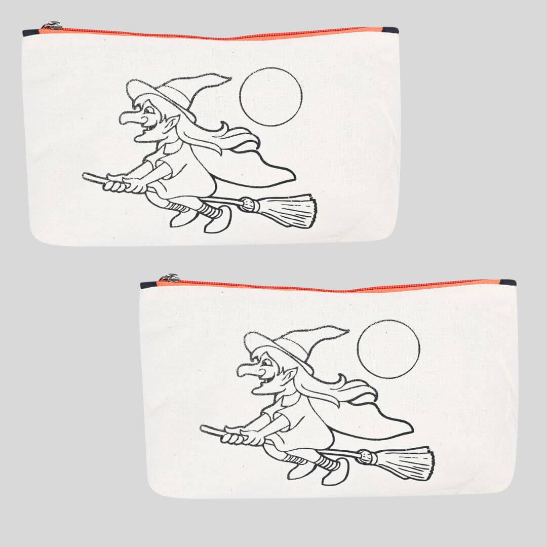 Pencil Case – DIY/PYO Paint Your Own Pencil Case PACK OF 2-WITCH ON THE BROOM