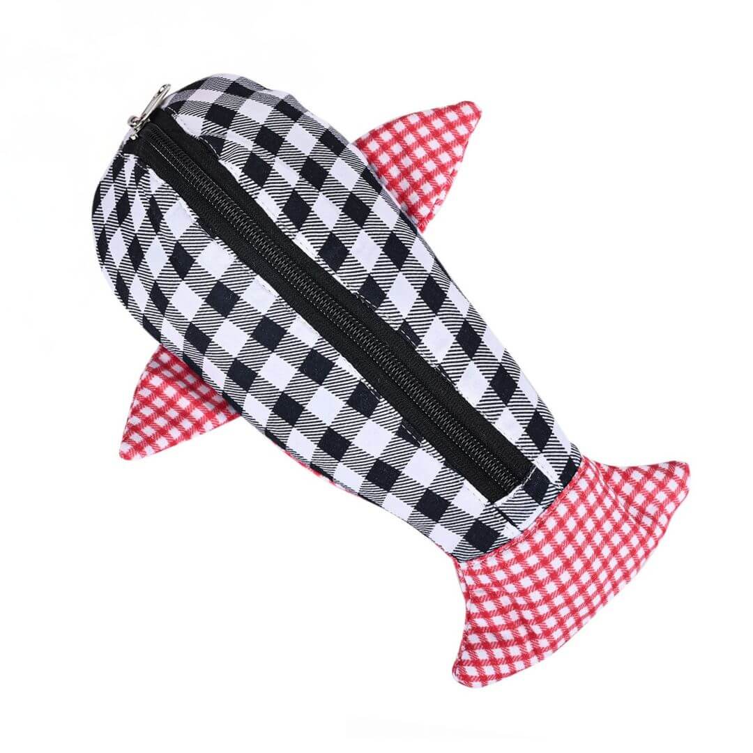 Pencil Case – Shark Pencil Case- Single-BLACK CHECKS